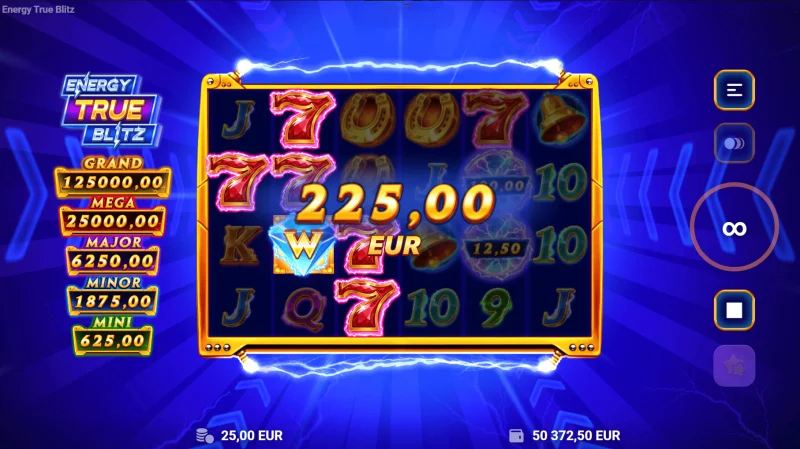 Energy True Blitz - печалба от събрани символи Cash