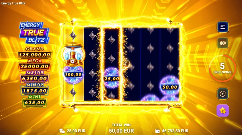 Energy True Blitz - мълнии и завъртания в основната игра